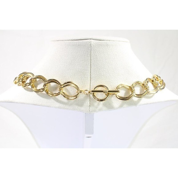 Stephan-Adrian Curb & Ball Chain Multi Strand Necklace Polished Gold Tone 25" - Picture 3 of 6
